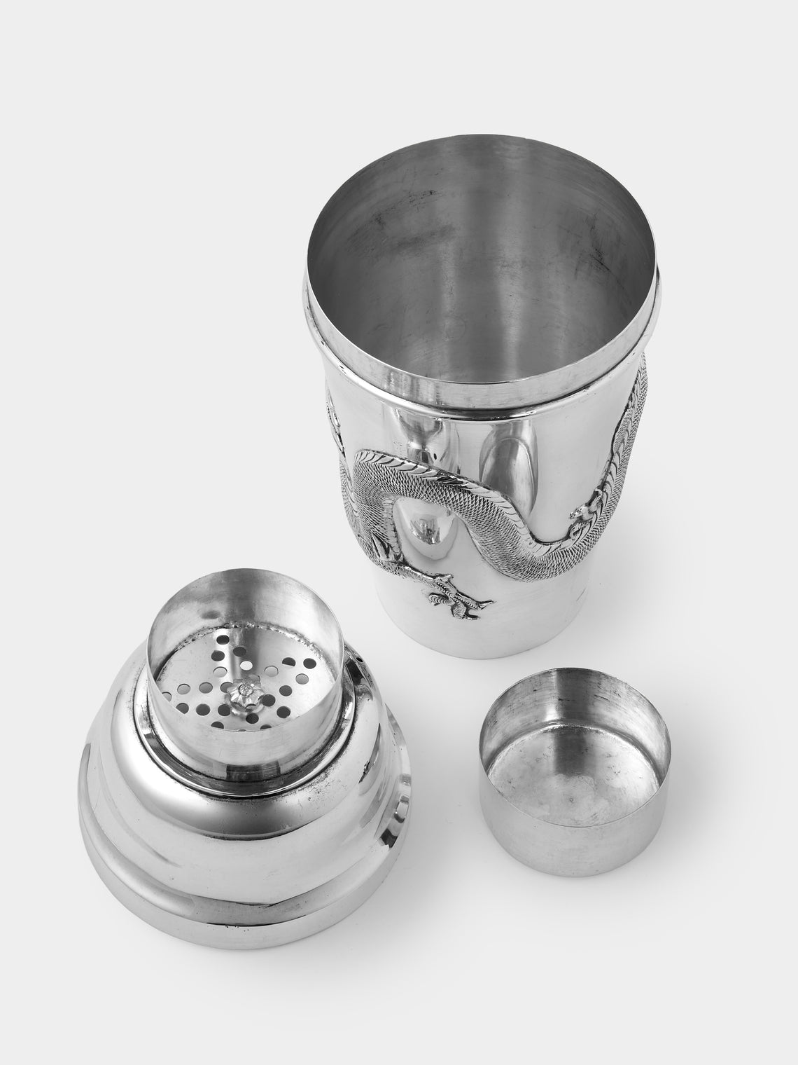 Antique and Vintage - 1930s Solid Silver Dragon Cocktail Shaker - Silver - ABASK