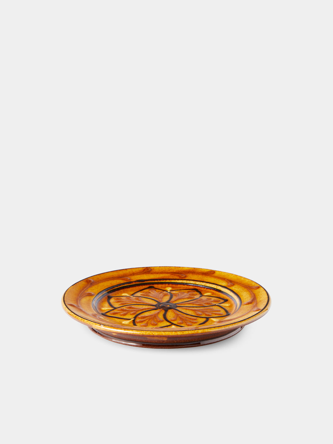 Fitch & McAndrew - Dahlias Slipware Salad / Dessert Plate (7.1in/18cm) - Orange - ABASK