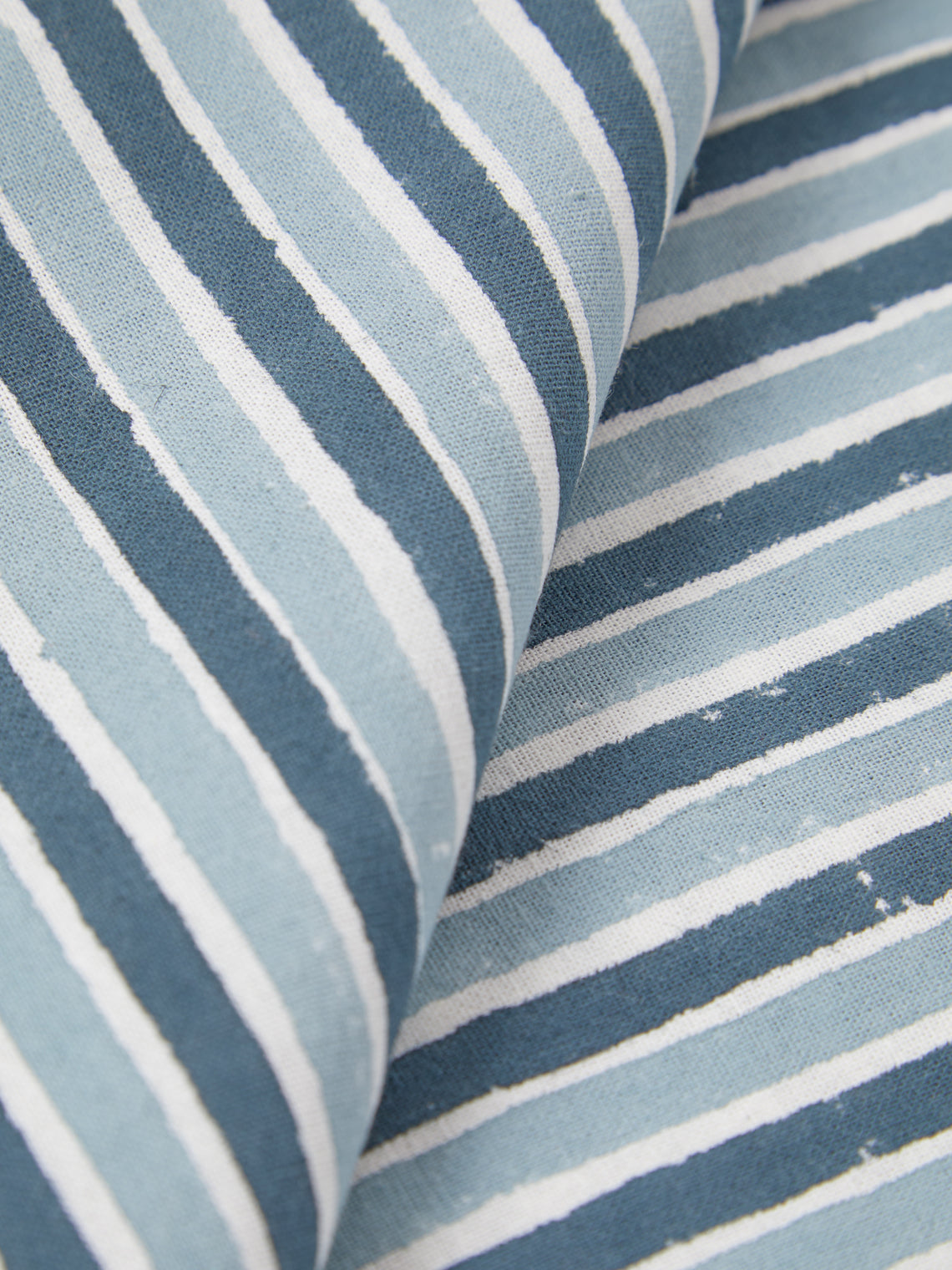 Chamois - | Set of 8 | Stripe Block-Printed Cotton Napkins - Blue - ABASK