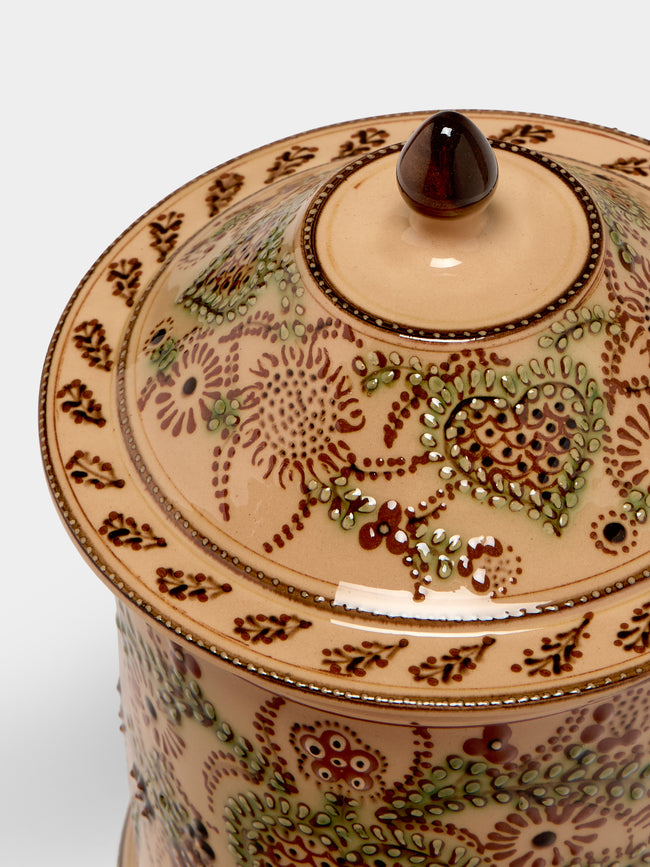 Poterie d’Évires - Flowers Hand-Painted Ceramic Medium Lidded Pot - Cream - ABASK