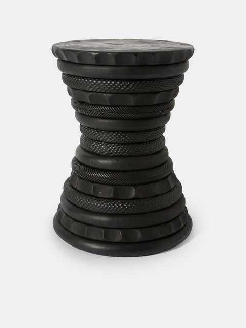 Lucas Castex - Hand-Engraved Wood Stool - Black - ABASK - 
