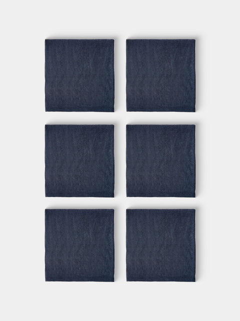 Libeco - | Set of 6 | Hudson Belgian Linen Napkins - Blue - ABASK - 
