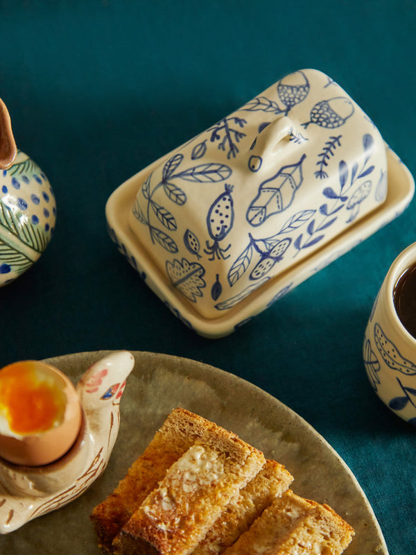Azul Patagonia - Mushroom Hand-Painted Ceramic Butter Dish -  - ABASK