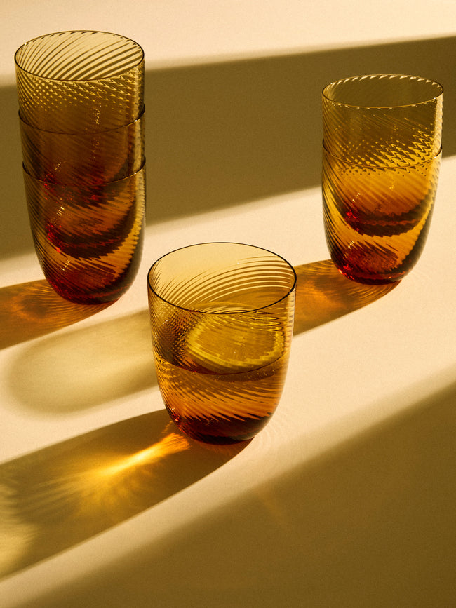 NasonMoretti - | Set of 6 | Idra Hand-Blown Murano Water Glasses - Yellow - ABASK