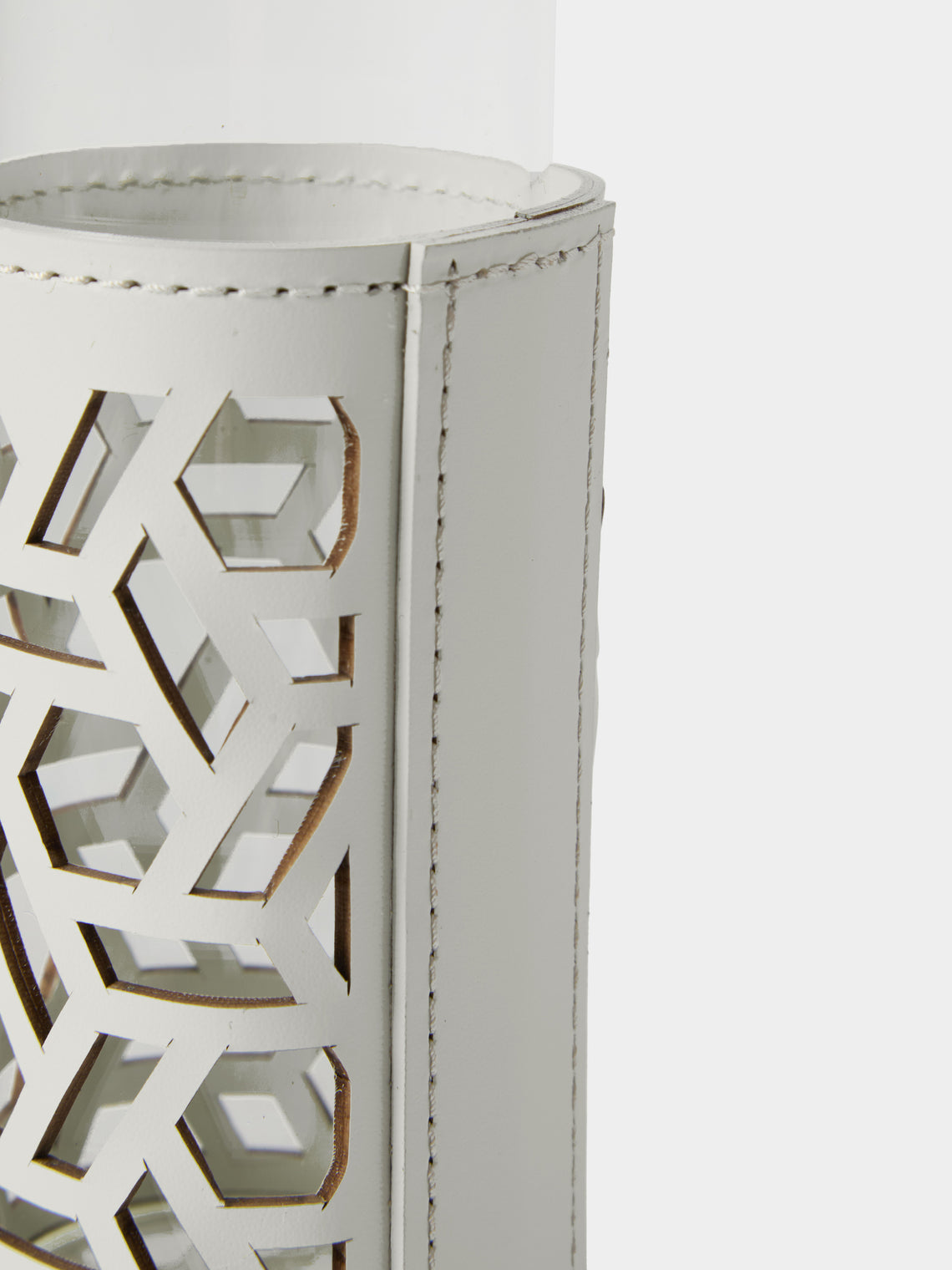 RUDI - Imperia Glass and Leather High Cruet - White - ABASK