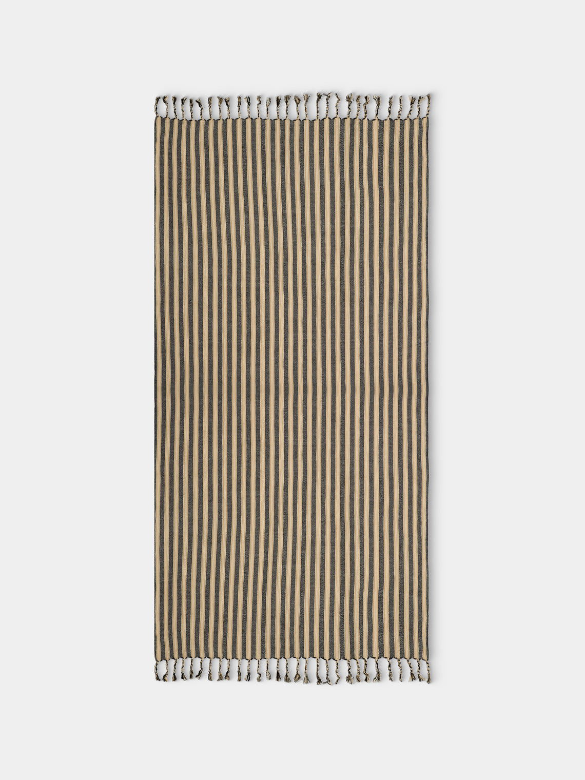 Mizar & Alcor - Striped Handwoven Linen and Cotton Towels (Set of 2) - Black - ABASK