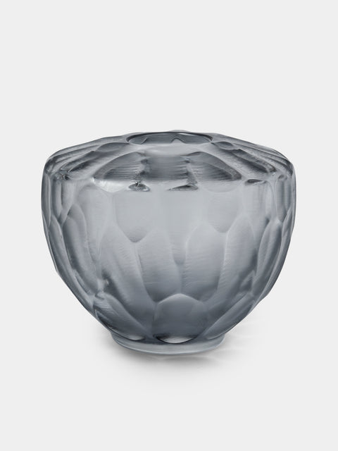 Micheluzzi Glass - Goccia Acciaio Bamboo Hand-Blown Murano Glass Vase (6.5in/17cm) - Gray - ABASK - 