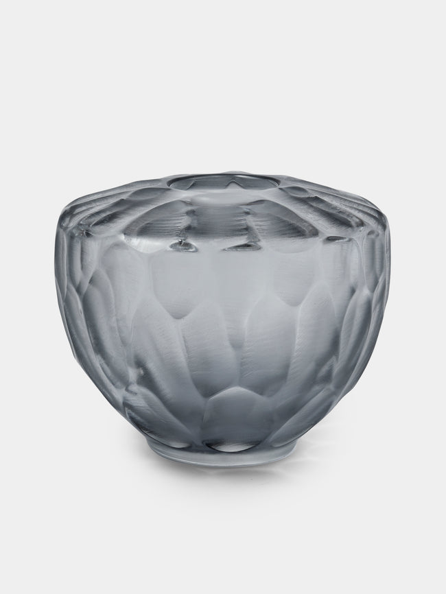 Micheluzzi Glass - Goccia Acciaio Bamboo Hand-Blown Murano Glass Vase (6.5in/17cm) - Gray - ABASK - 