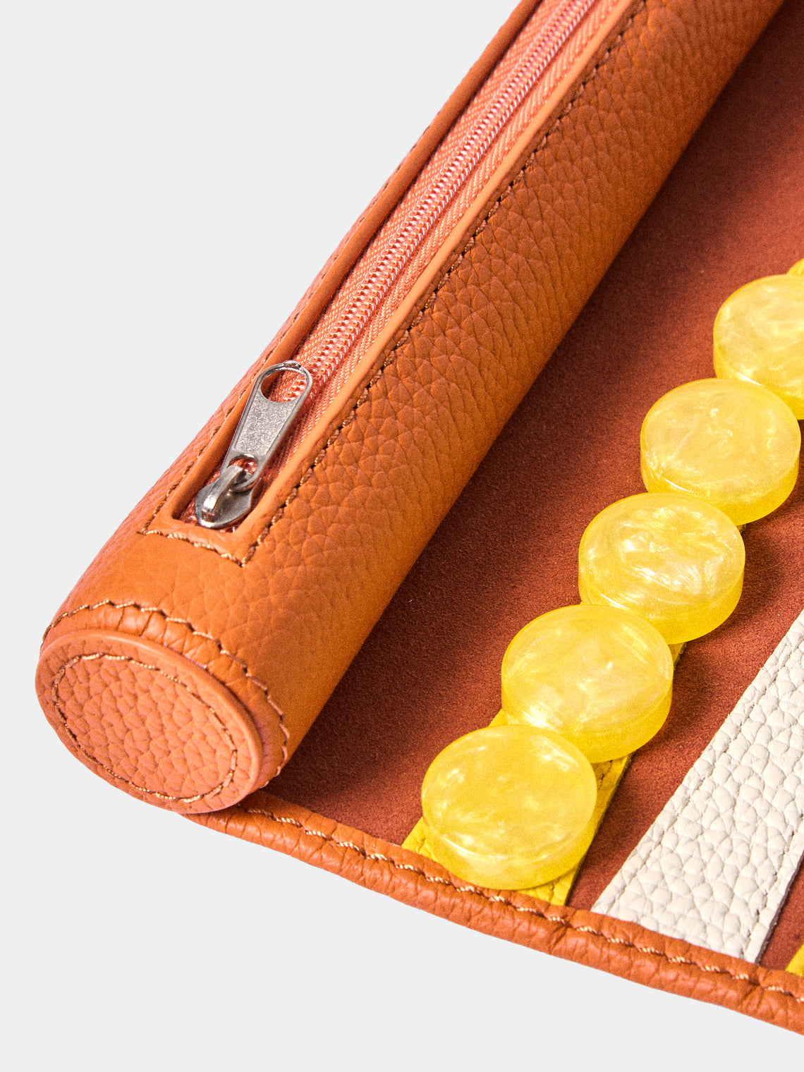 Belotier - Leather Travel Backgammon Set - Orange - ABASK