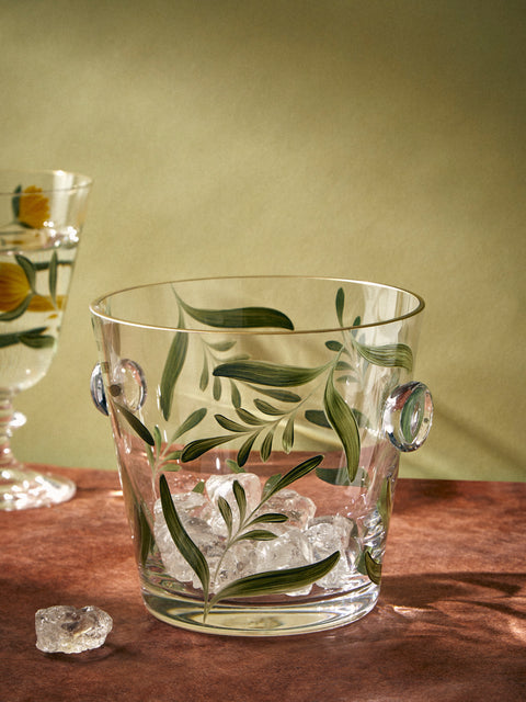 Los Vasos de Agua Clara - Saanen Hand-Painted Crystal Ice Bucket - Green - ABASK