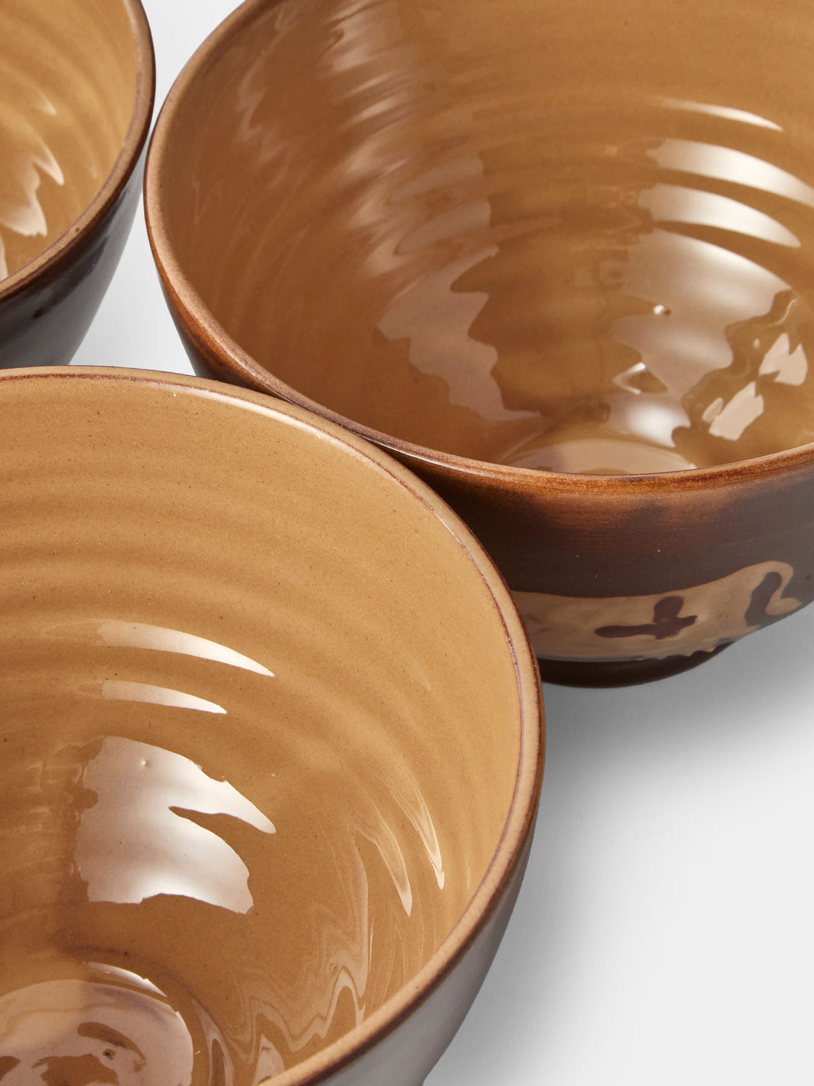 Poterie d’Évires - Cows Hand-Painted Ceramic Grand Bowls (Set of 4) - Light Brown - ABASK