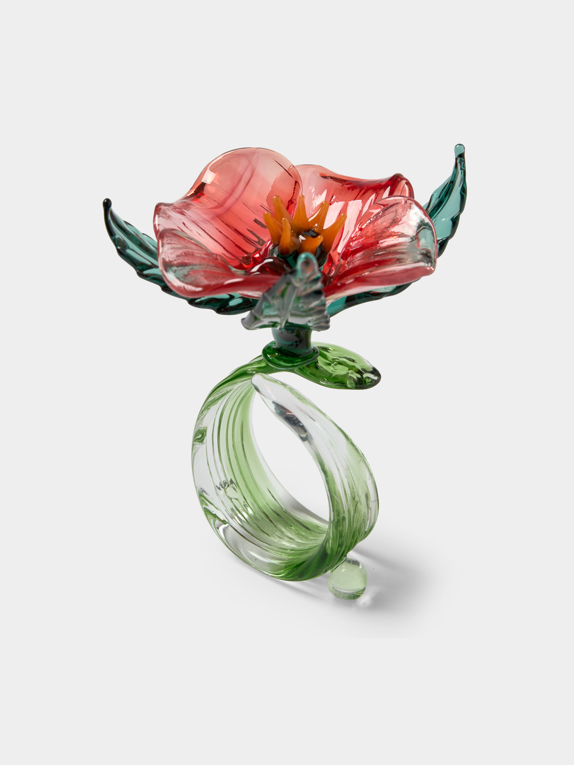 Casarialto - | Set of 6 | Floral Garden Hand-Blown Glass Napkin Rings - Multiple - ABASK