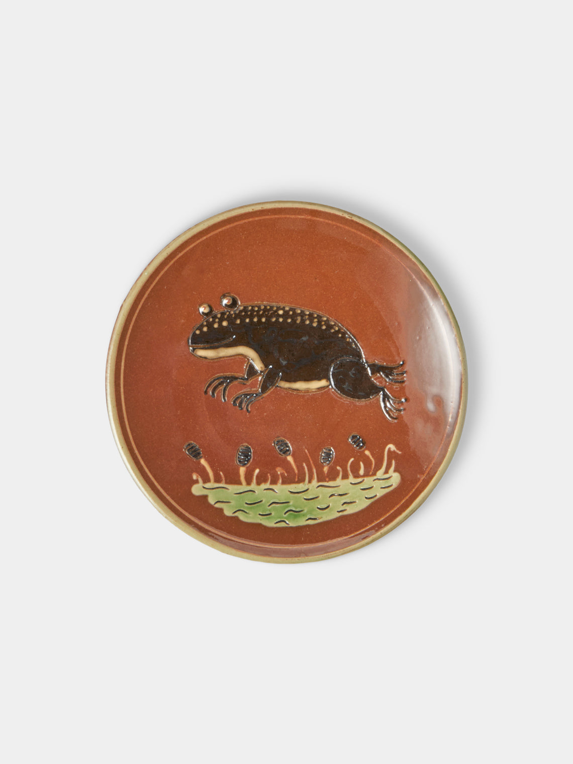 Poterie d’Évires - Animals Hand-Painted Ceramic Plates – 5.5in/14cm (Set of 4) - Light Brown - ABASK