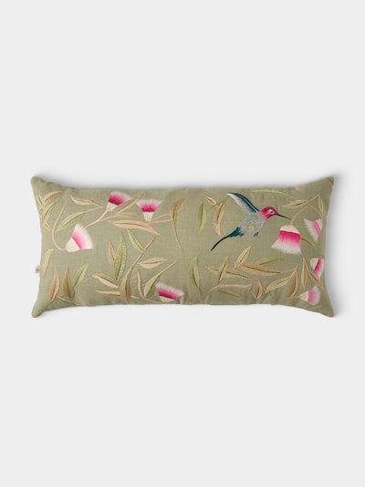 Bokja - Hummingbird Embroidered Linen Cushion (35.5in/90cm) - Multiple - ABASK - 