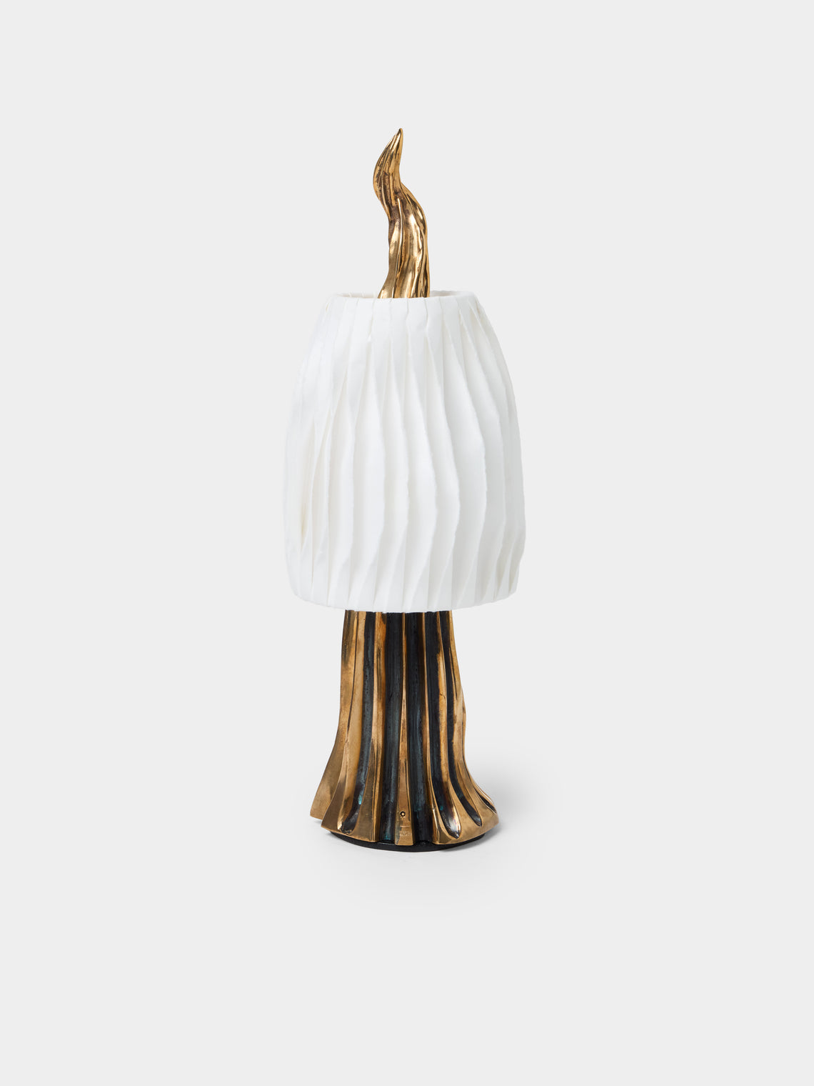 Studio Palatin - Surculus Hand-Cast Bronze and Hosho Paper Midi Portable Table Lamp - Bronze - ABASK - 