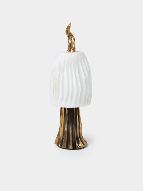 Studio Palatin - Surculus Hand-Cast Bronze and Hosho Paper Midi Portable Table Lamp - Bronze - ABASK - 