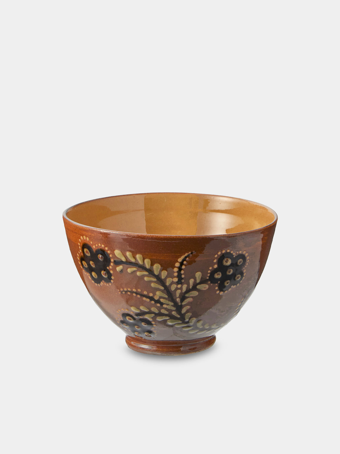 Poterie d’Évires - Flowers Hand-Painted Ceramic Small Bowls (Set of 4) - Light Brown - ABASK