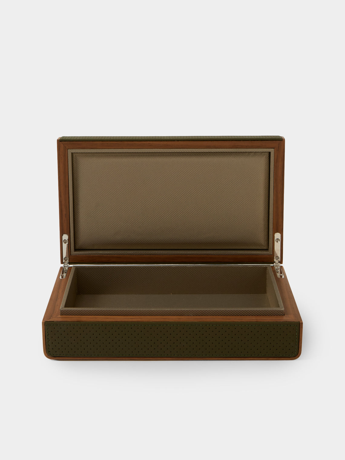 Linley - Faraday Walnut and Leather Box - Green - ABASK