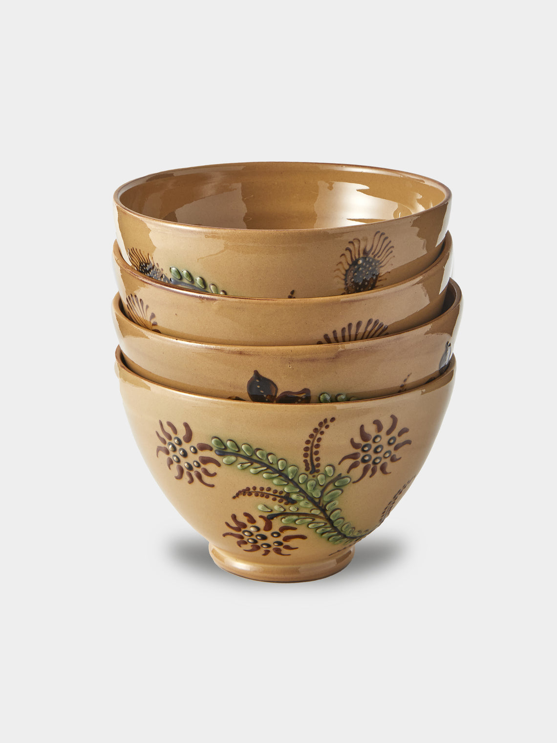 Poterie d’Évires - Flowers Hand-Painted Ceramic Grand Bowls (Set of 4) - Cream - ABASK - 