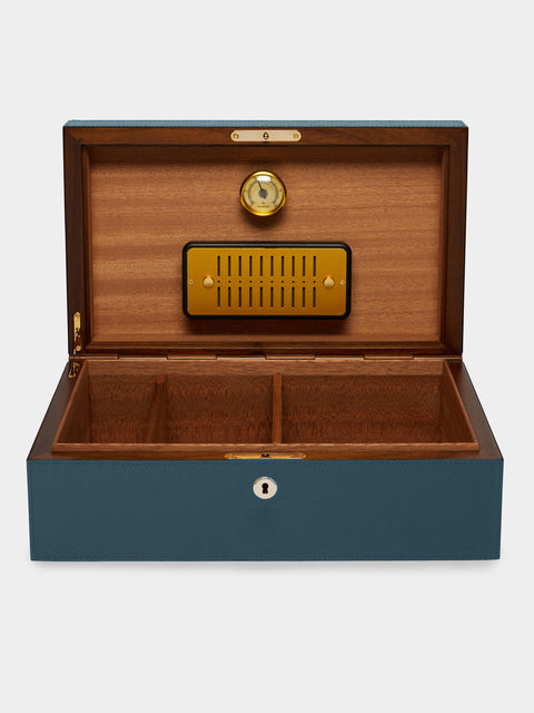 Giobagnara - Santiago Leather Large Humidor Case (80 Cigars) - Blue - ABASK - 
