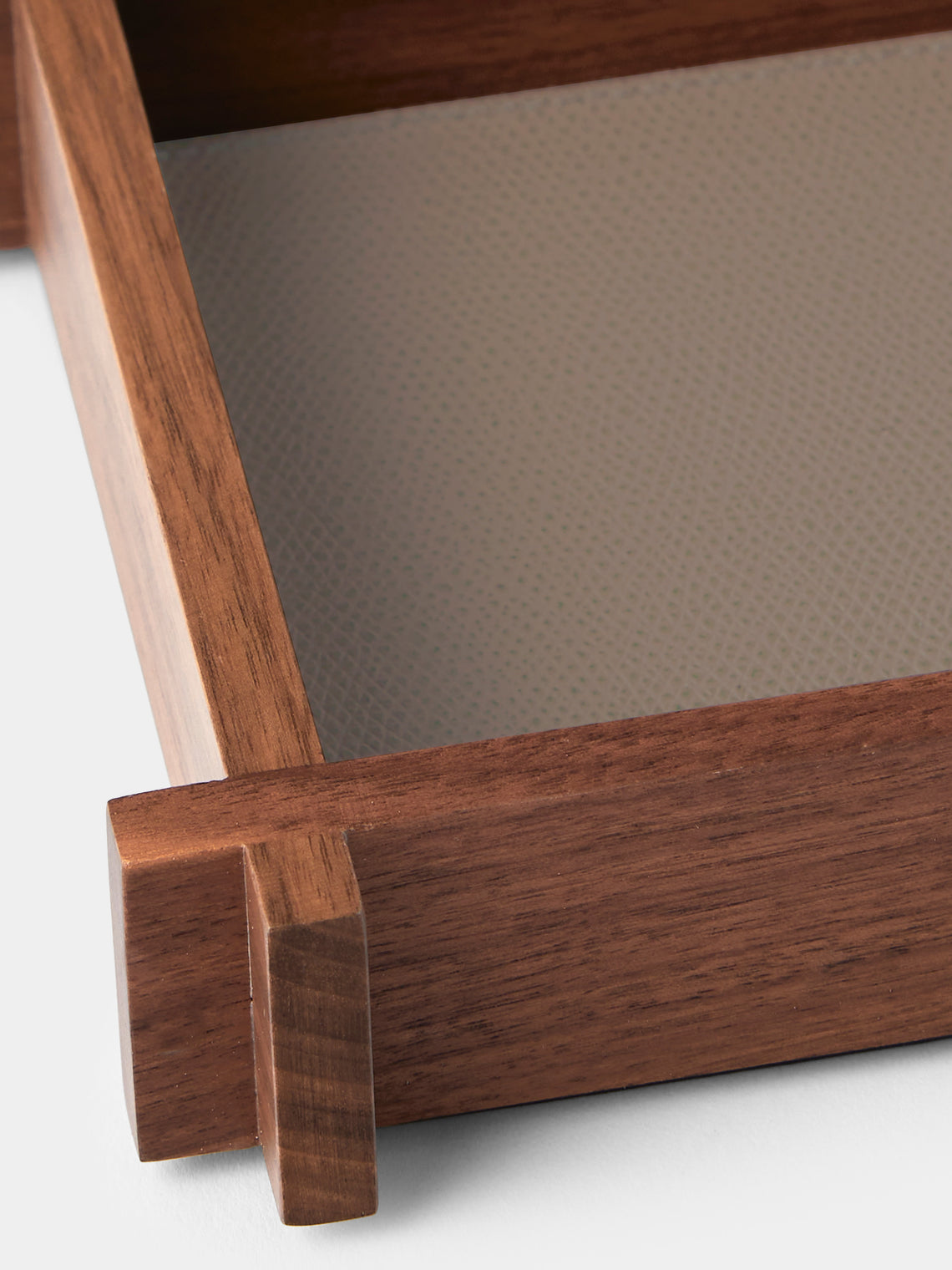 Giobagnara - Structura Leather and Wood Valet Tray (10in/25cm) - Brown - ABASK