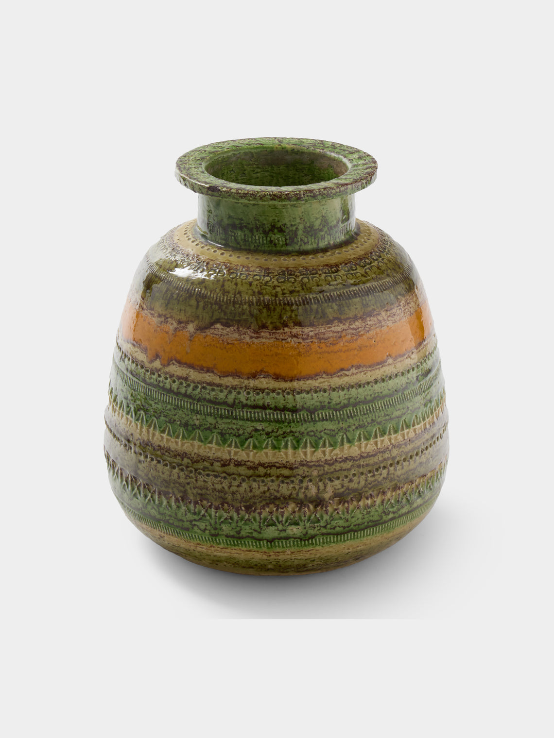 Antique and Vintage - 1960s Bitossi Sahara Ceramic Vase (11in/27.5cm) - Green - ABASK - 