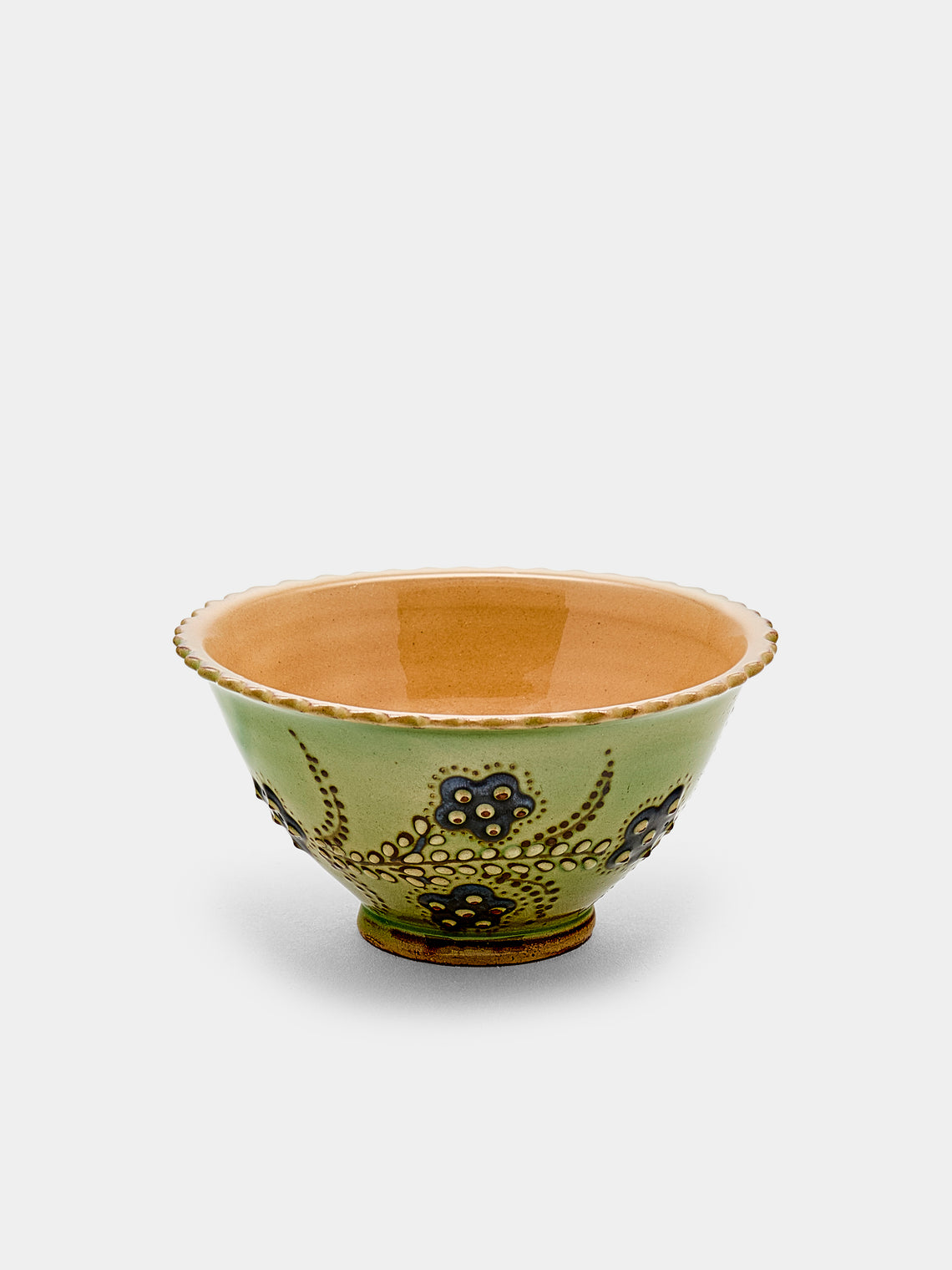 Poterie d’Évires - Flowers Hand-Painted Ceramic Small Fluted Bowls (Set of 8) - Green - ABASK