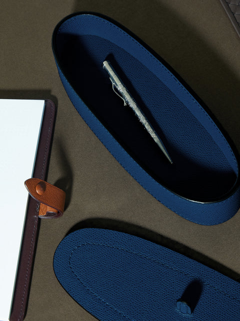 Giobagnara - Harris Leather Oval Pen Holder - Blue - ABASK