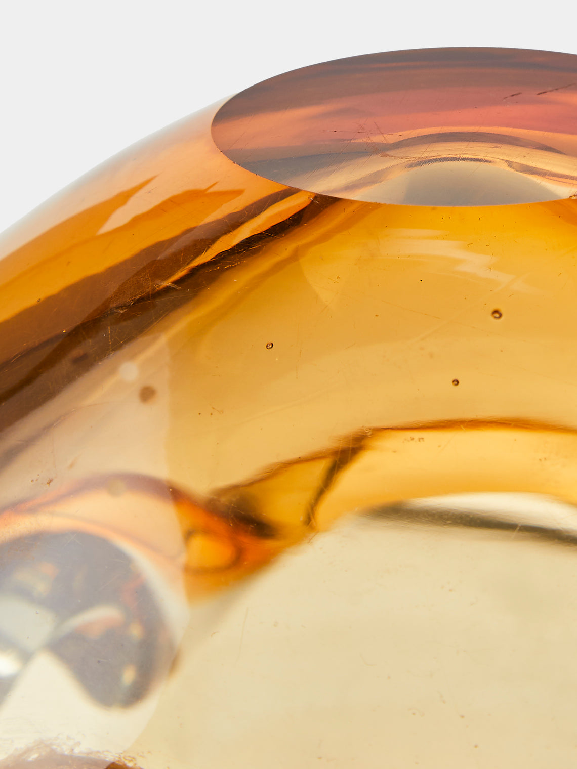 Antique and Vintage - Mid-Century Glass Ashtray - Orange - ABASK