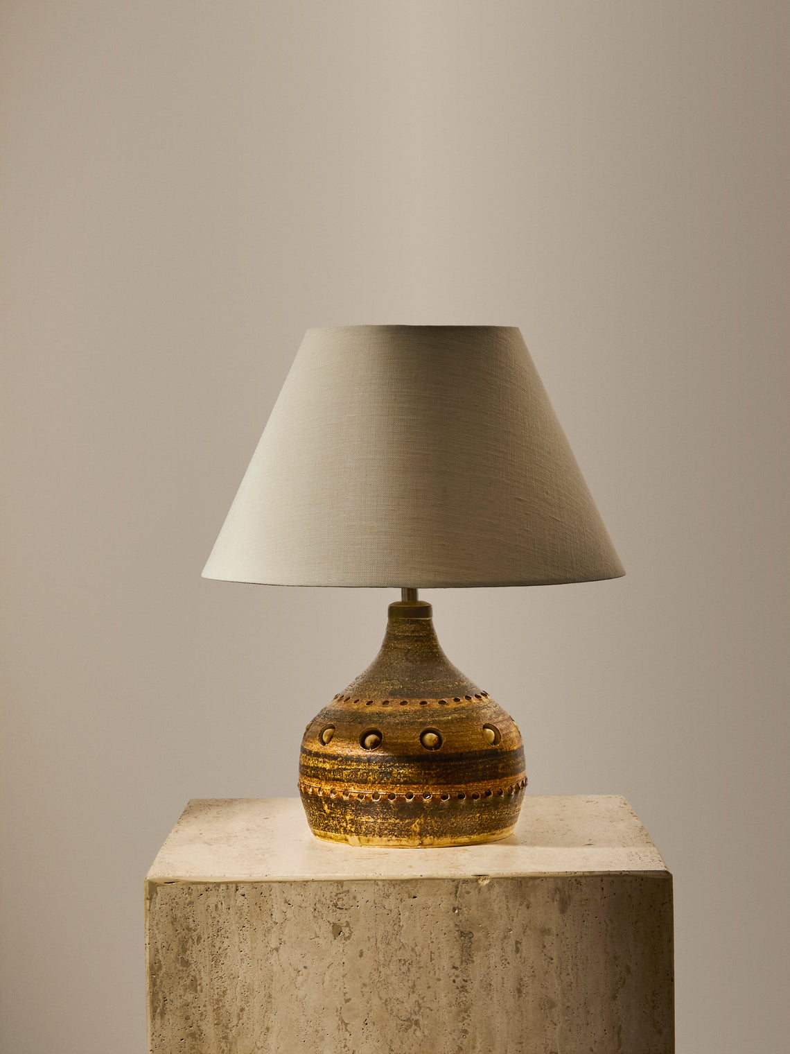 Antique and Vintage - 1960s Georges Pelletier Ceramic Table Lamp - Brown - ABASK