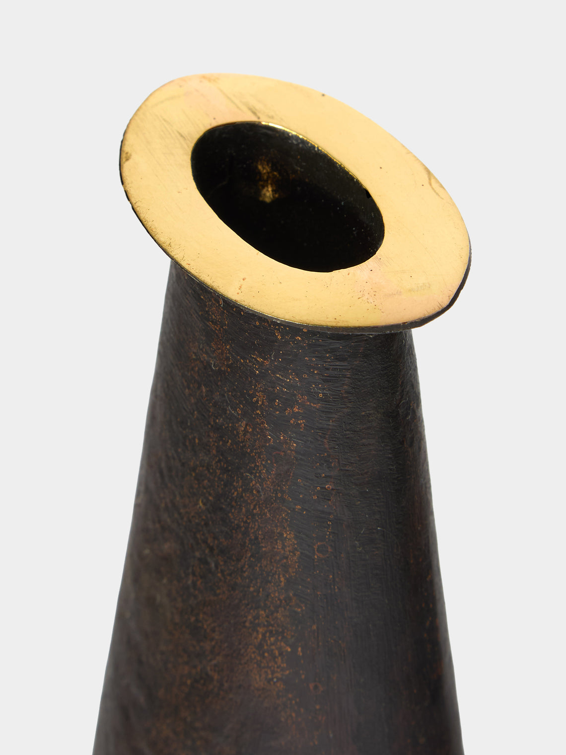 Carl Auböck - Collar Brass Bud Vase (5in/12.5cm) - Black - ABASK