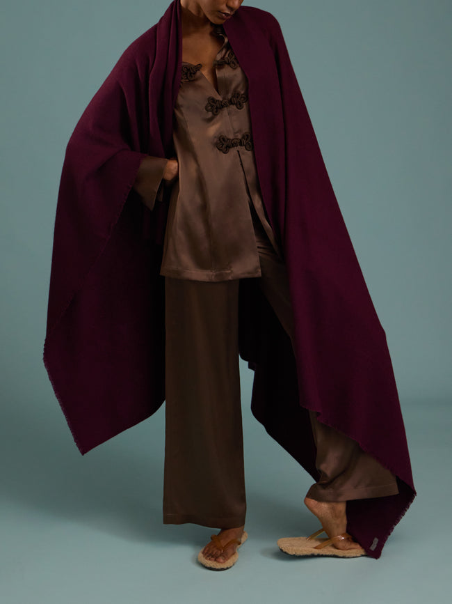 Denis Colomb - Cashmere Travel Blanket (78.5in/2m) - Burgundy - ABASK