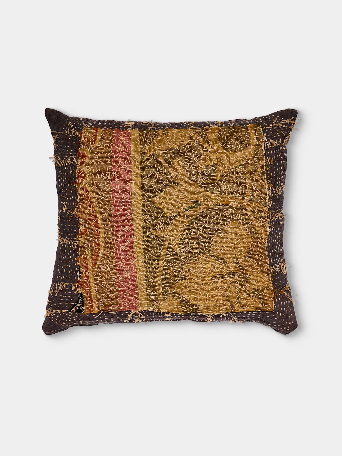 By Walid - 18th-Century Tapestry Wool and 1920s Embroidered Linen Pillow (19.5in/50cm) - Multiple - ABASK - 