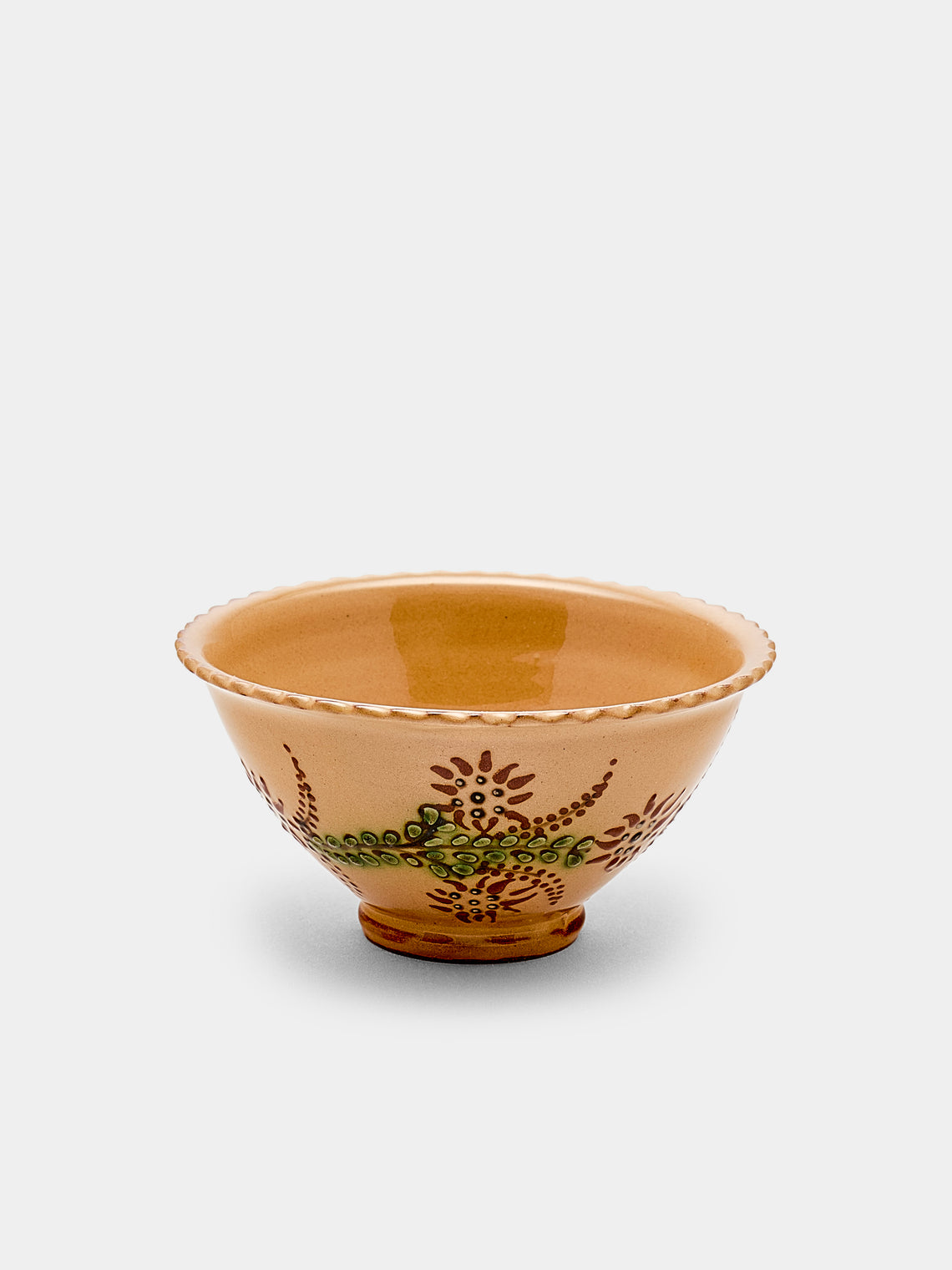 Poterie d’Évires - Flowers Hand-Painted Ceramic Small Fluted Bowls (Set of 8) - Cream - ABASK