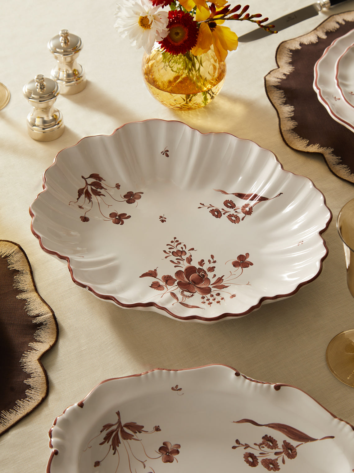 Z.d.G - Camaïeu Hand-Painted Ceramic Large Serving Platter - Brown - ABASK