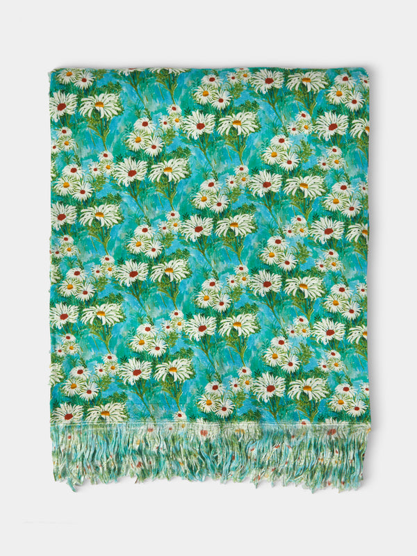 The House of Lyria - Daisies Linen Rectangular Tablecloth (138in/3.5m) - Green - ABASK - 