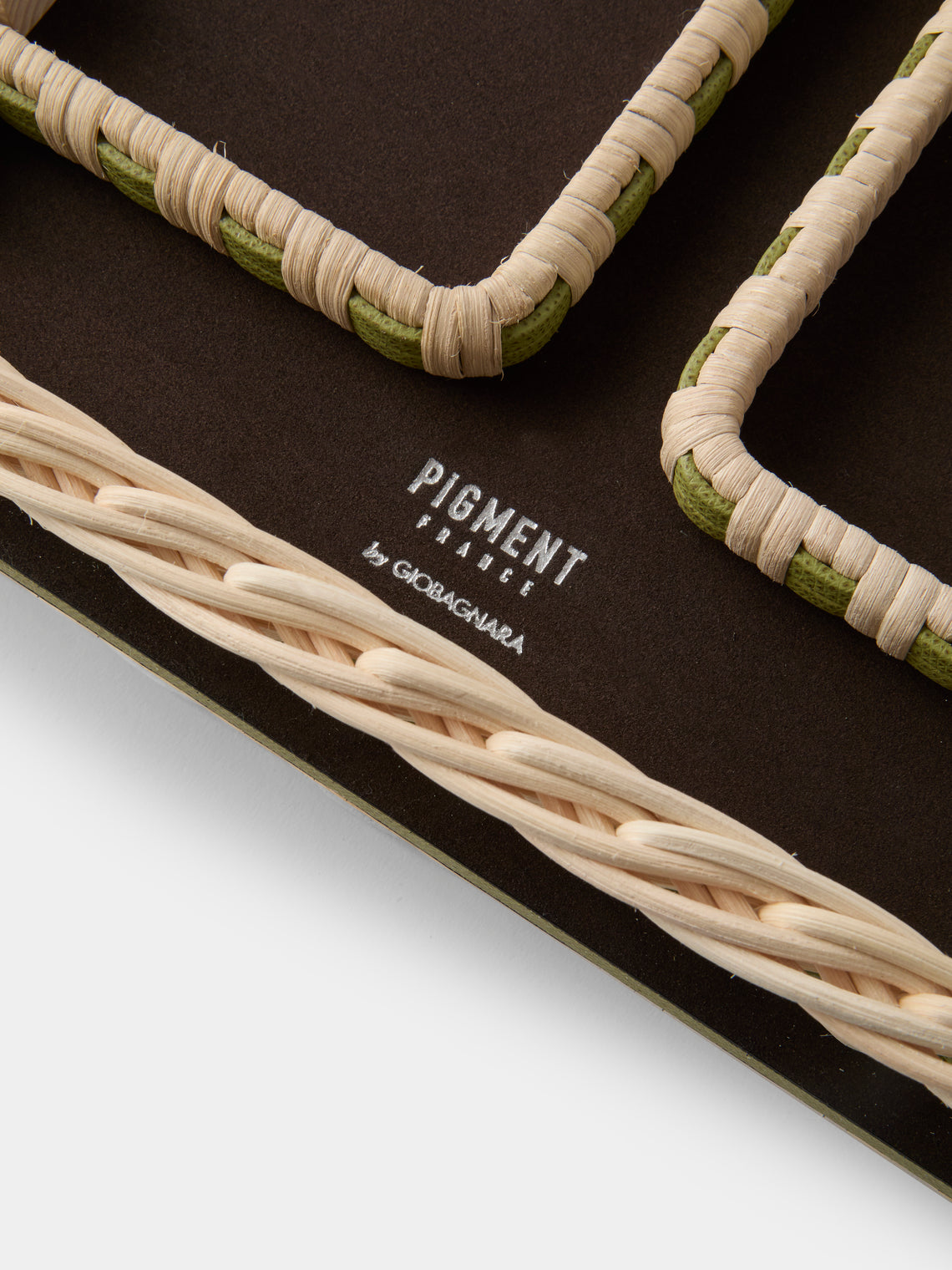 Pigment France - Reims Leather and Rattan Bed Tray (21in/54cm) - Green - ABASK