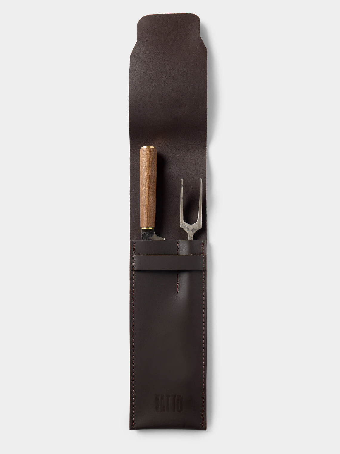 Katto - Sheffield Turkish Walnut Steel Carving Set - Brown - ABASK