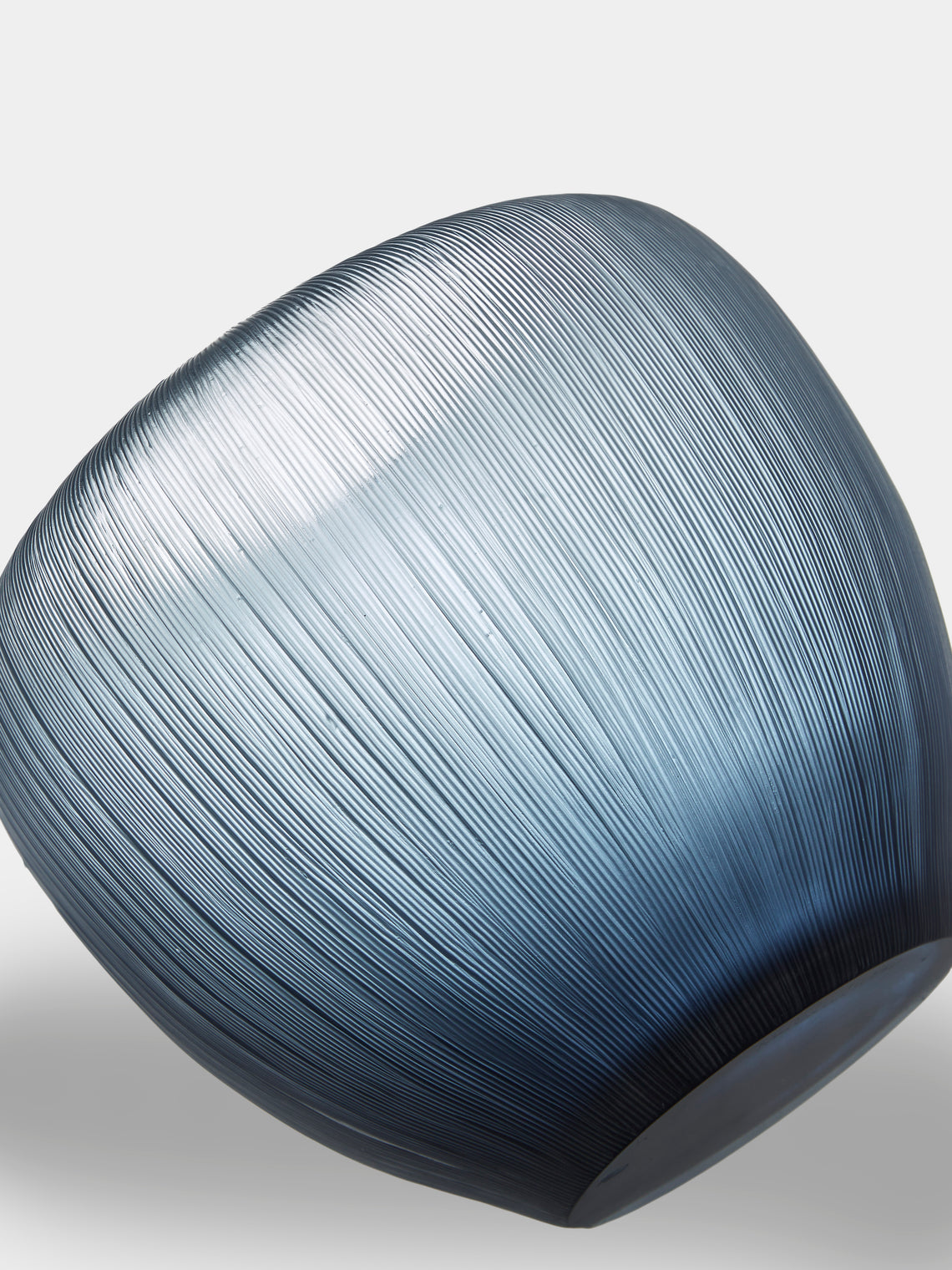 Micheluzzi Glass - Goccia Oceano Millerighe Hand-Blown Murano Glass Vase (8in/20cm) - Blue - ABASK