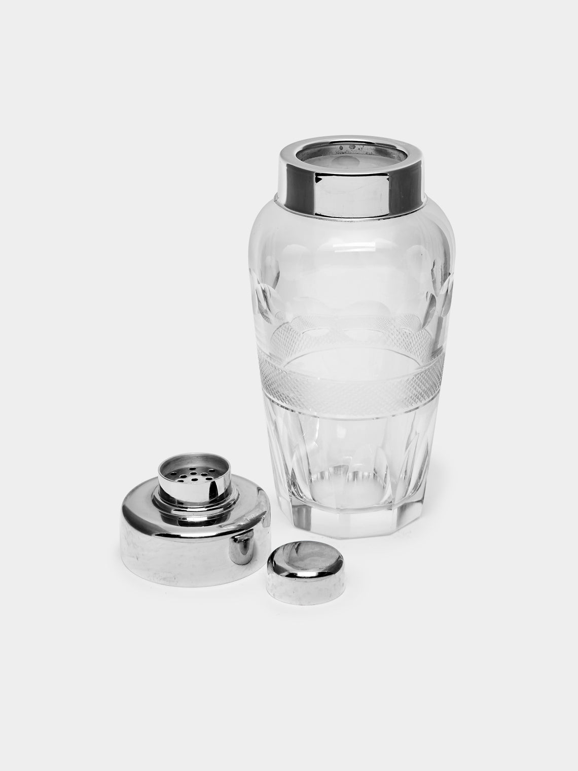 Antique and Vintage - 1930s Silver-Plated Crystal Cocktail Shaker -  - ABASK