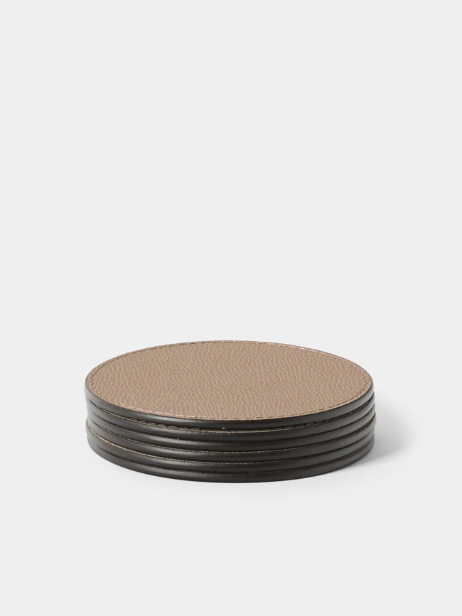 Giobagnara - Tao Leather Coasters (Set of 6) - Beige - ABASK - 