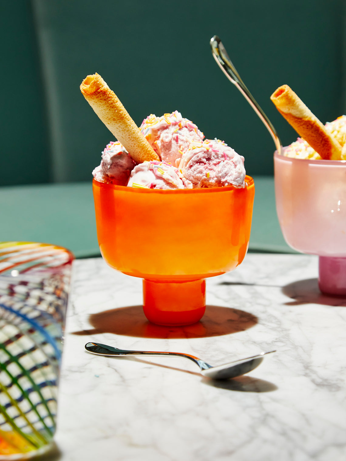 Pierrot Doremus - Hand-Blown Glass Ice Cream Bowls (Set of 4) - Orange - ABASK