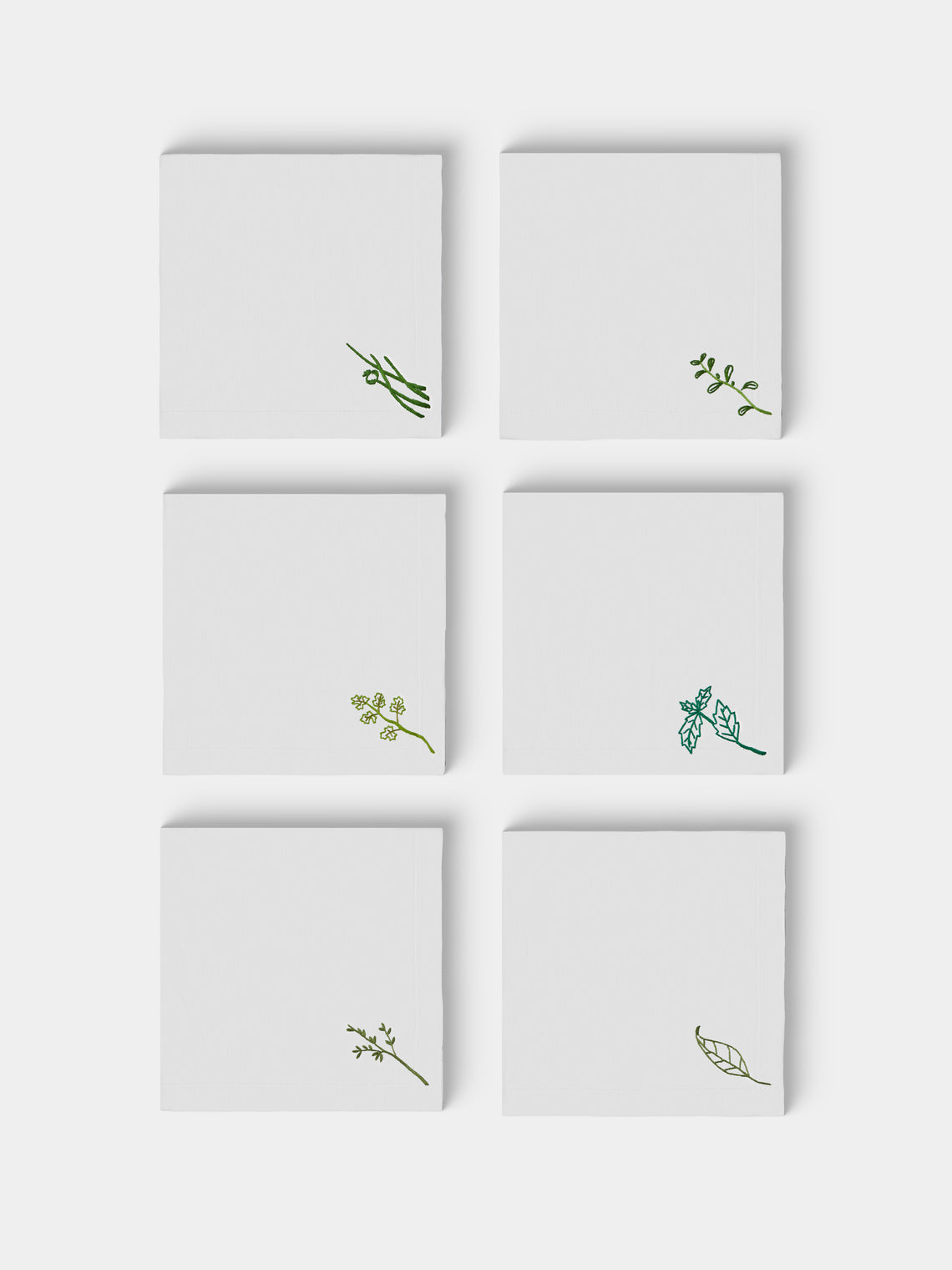 Taf Firenze - | Set of 8 | Floral Hand-Embroidered Linen Napkins - White - ABASK - 