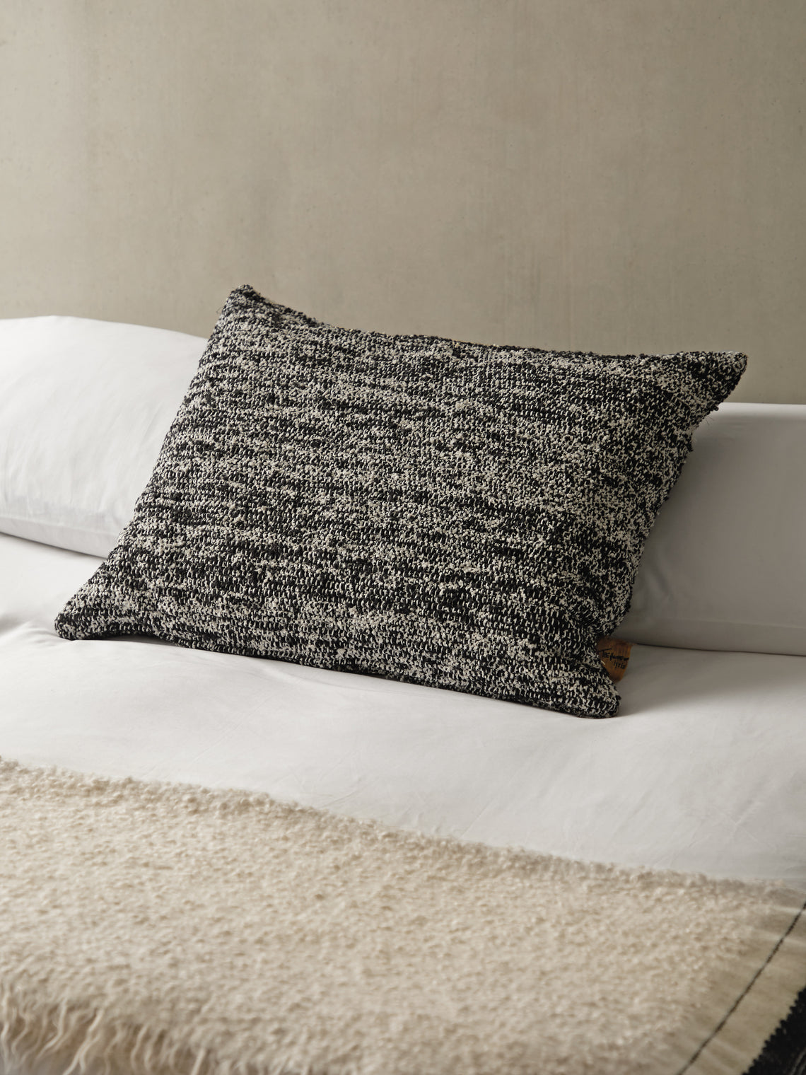 The House of Lyria - Pedale Hand-Dyed Wool Cushion (27.5in/70cm) - Black - ABASK
