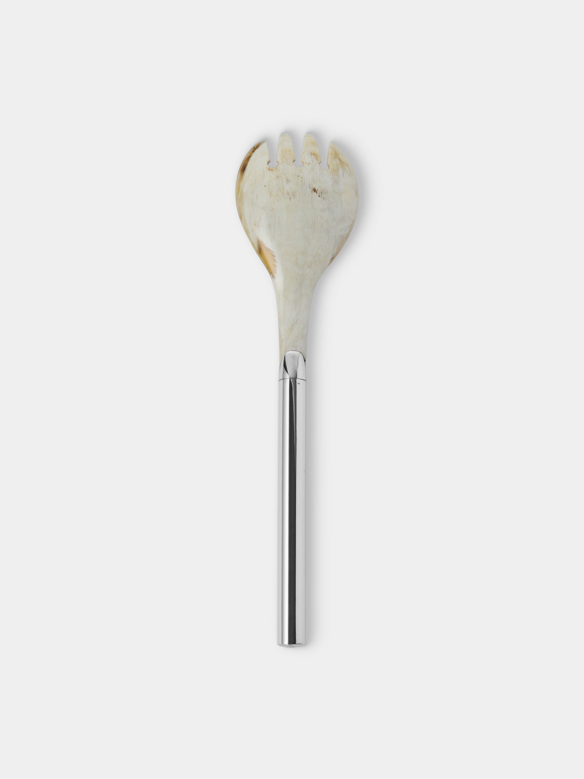 San Lorenzo - 1979 Afra and Tobia Scarpa Sterling Silver and Horn Salad Servers (Set of 2) - Silver - ABASK