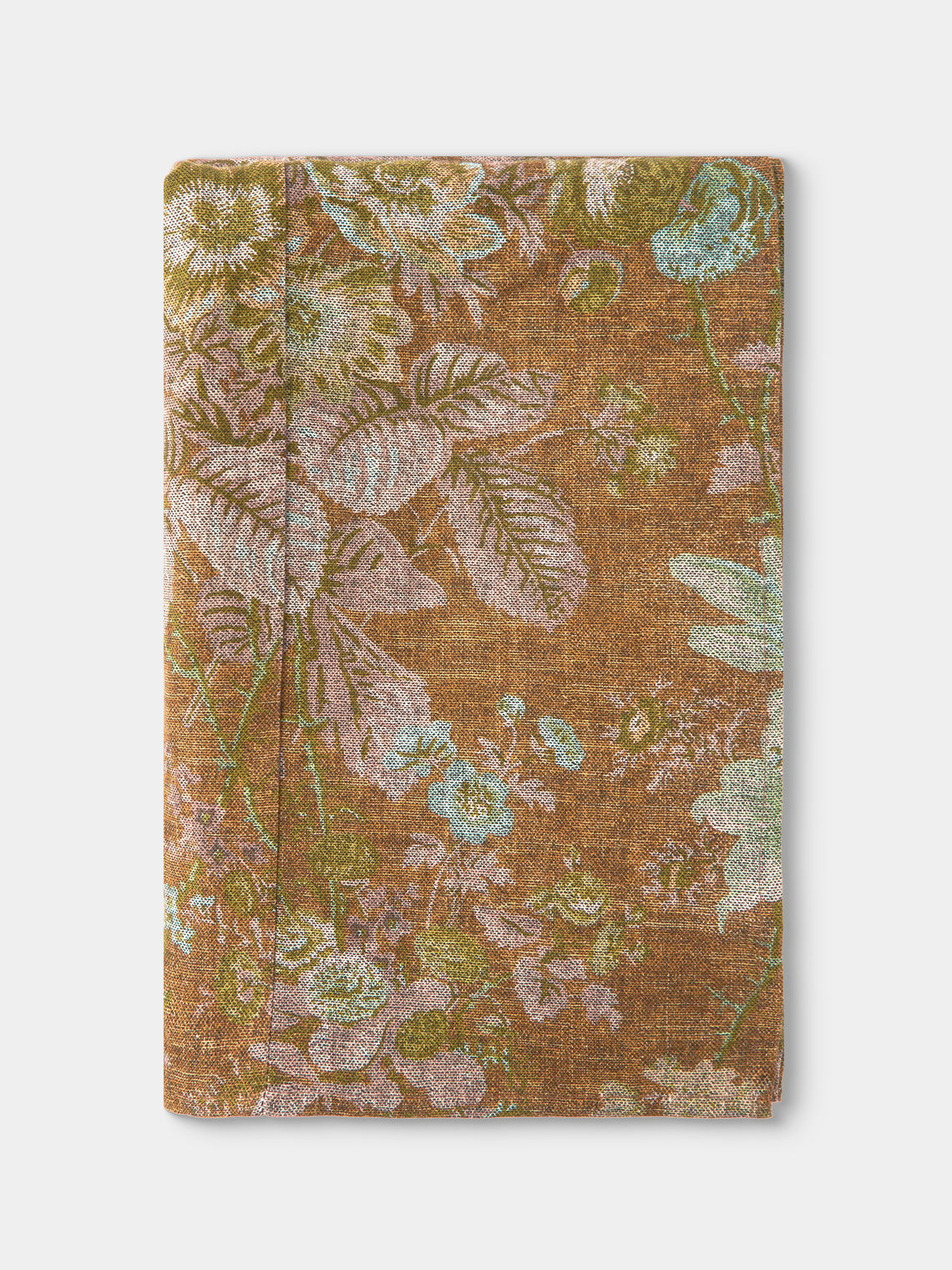 D'Ascoli - Seville Printed Linen Rectangular Tablecloth (138in/3.5m) - Brown - ABASK - 