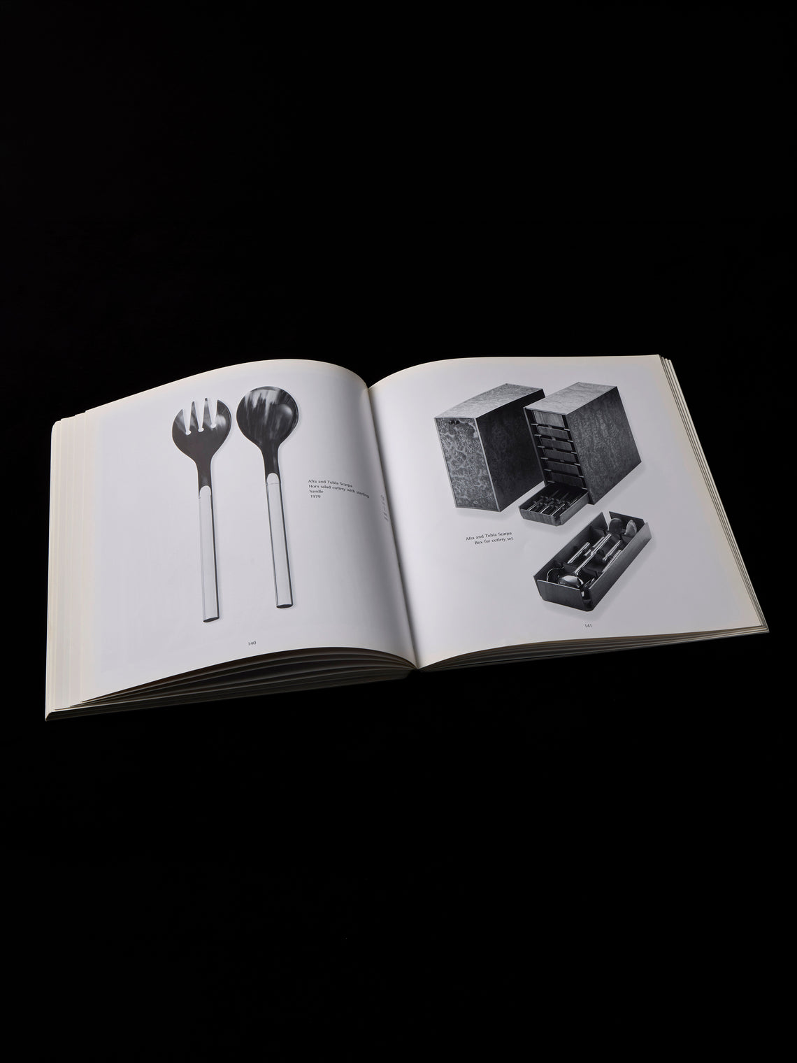 San Lorenzo - 1979 Afra and Tobia Scarpa Sterling Silver and Horn Salad Servers (Set of 2) - Silver - ABASK