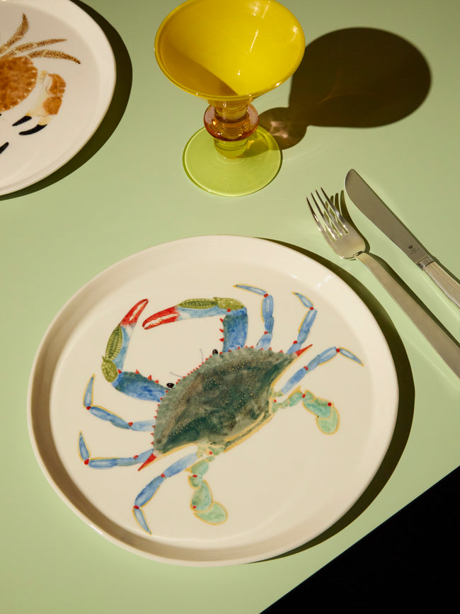 Casa Adams - Crab Hand-Painted Porcelain Dinner Plates (Set of 2) -  - ABASK