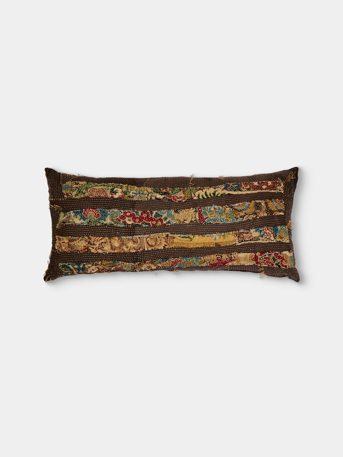By Walid - 17th-Century Striped Tapestry Linen and Damask Pillow (35.5in/90cm) - Multiple - ABASK - 
