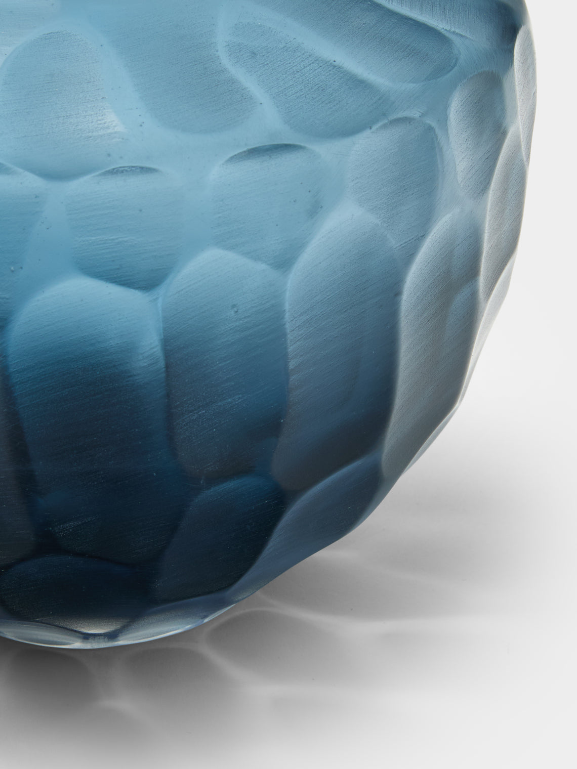 Micheluzzi Glass - Goccia Oceano Bamboo Hand-Blown Murano Glass Vase (6in/15cm) - Blue - ABASK
